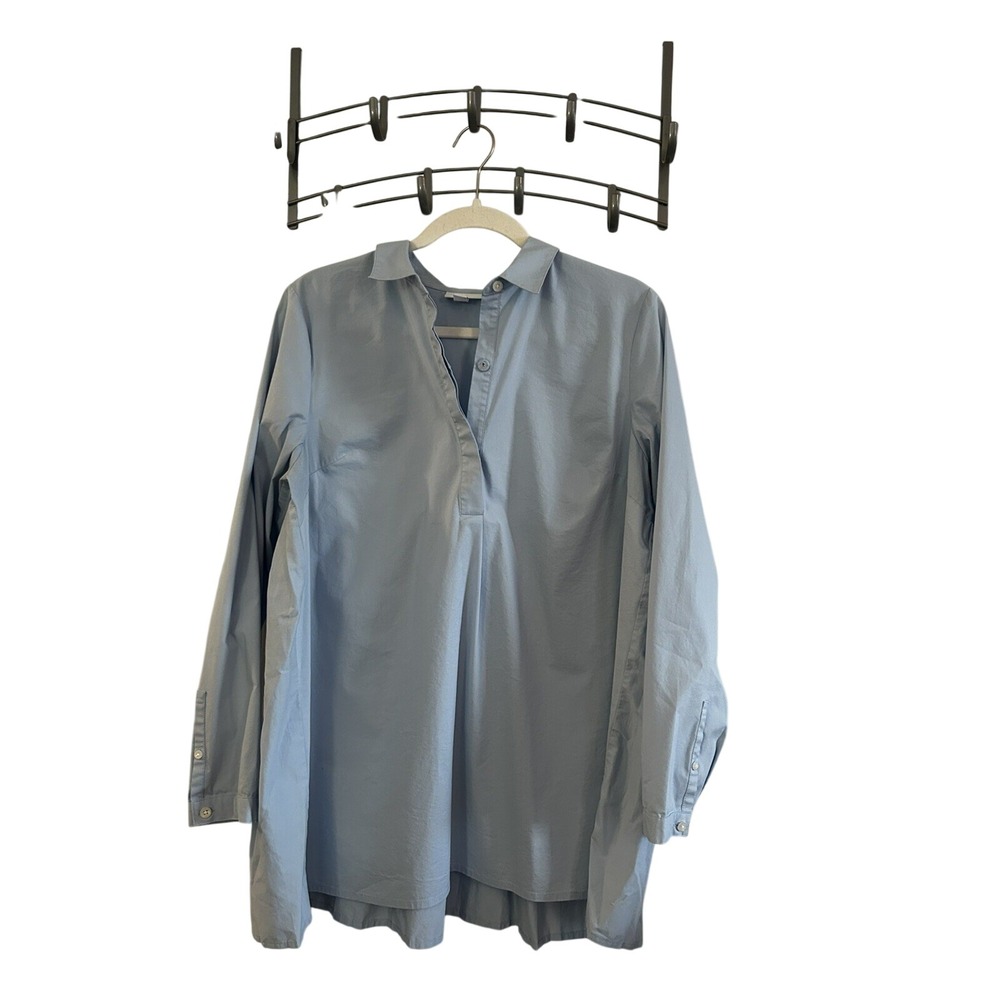 J. Jill Back Pleats Pop Over 1/2 Button Tunic Top Shirt Women's Medium Blouse M